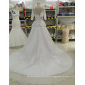 Aoliweiya cuentas / perlas / Rhinestone / vestidos de boda de cristal con 3/4 mangas